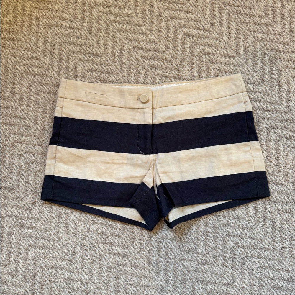 J. Crew Navy and Off-White Striped Shorts